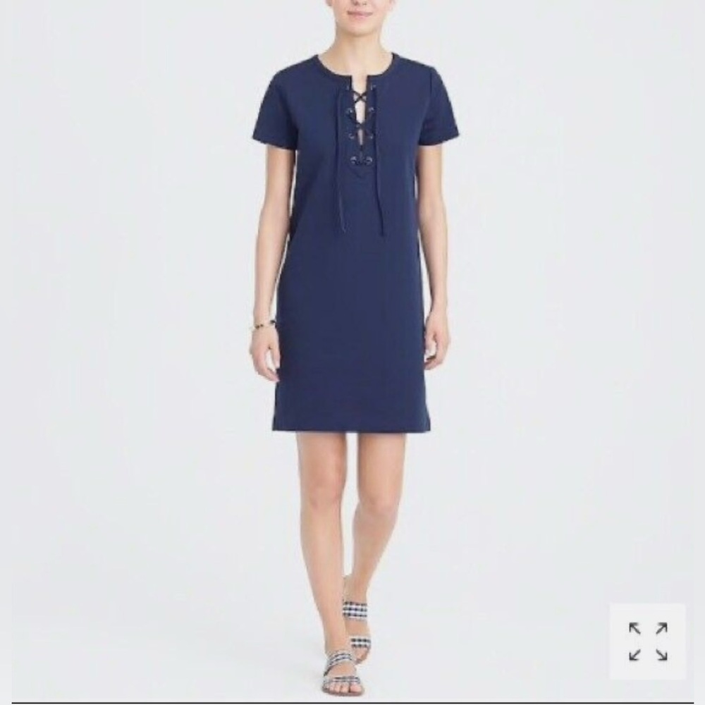 J.Crew Navy Blue Lace Up Short Sleeve Dress